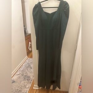 Chic Long Sleeve Dark Green Dress